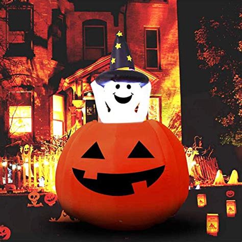 Yunlights 4ft Halloween Inflatables Ghost Pumpkin Inflatable Outdoor Blow Up Inflatable