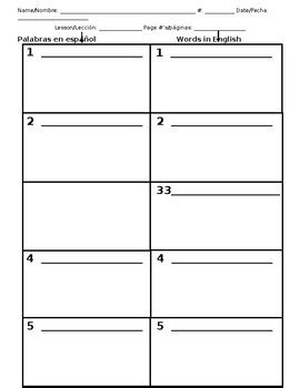 Bilingual Vocabulary Squares Template By Last Minute Good Ideas TPT