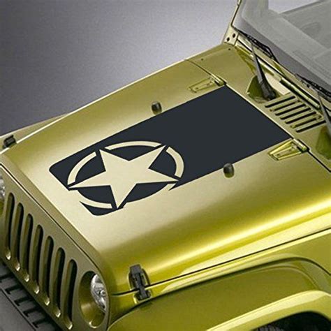 Army Star Oscar Mike Blackout Hood Decal Sticker Compatible With Jeep Wrangler Tj Yj Jk Jku