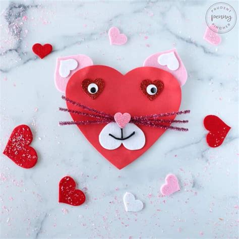 Valentines Day Cat Heart Craft For Kids Prudent Penny Pincher