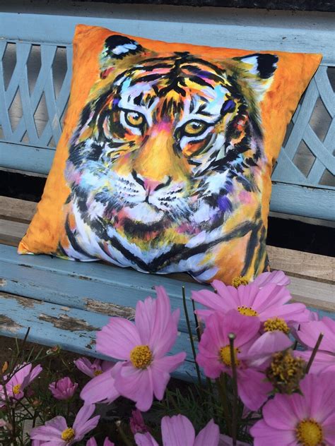 Velvet Tiger Cushion Cover Handmade Abstract Art Uplift Any Etsyde