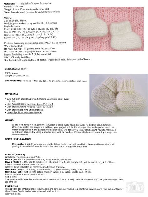 An Instruction Manual For Crocheted Baby Booties And Mittens With