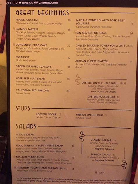 Menu At Atlantis Steakhouse Reno