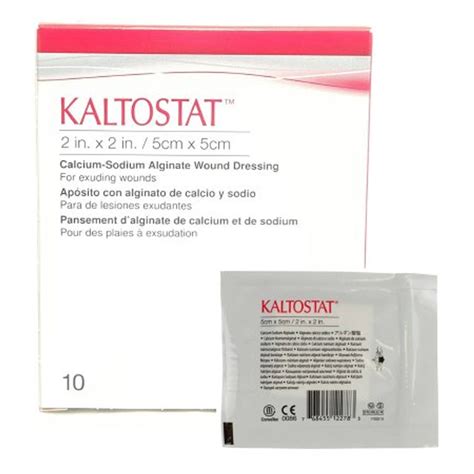 Mck Kaltostat 2 X 2 Inch Square Calcium Sodium Alginate Dressing Box10