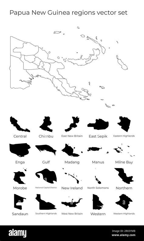 Papua New Guinea Map With Shapes Of Regions Blank Vector Map Of The