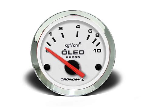 Manômetro Óleo 52mm Elétrico 10kg Croma Branco Cronomac