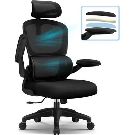 Fauteuil de Bureau Accoudoirs Réglables Chaise de Bureau Inclinable