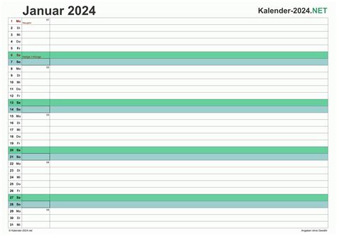 EXCEL KALENDER 2024 Kostenlos