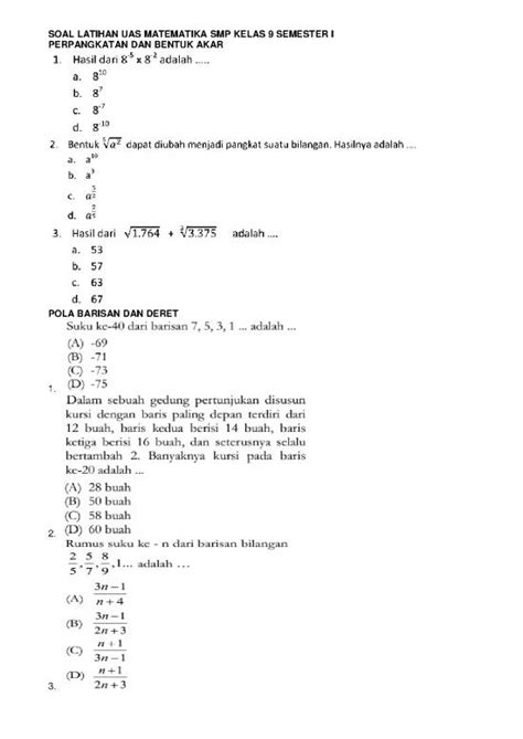 Matematika Pdf Soal Matematika Kelas Semester Smp Soal