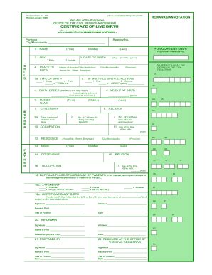 Printable Blank Birth Certificate Form Templates Fillable Samples