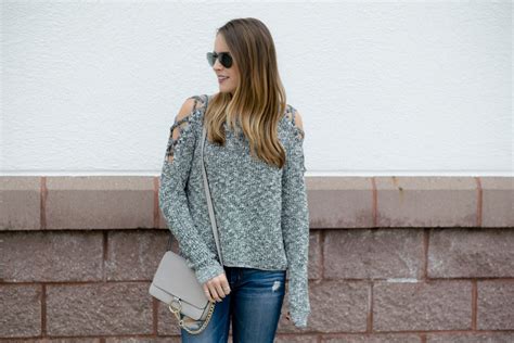 Lace Up Cold Shoulder Sweater The Styled Press