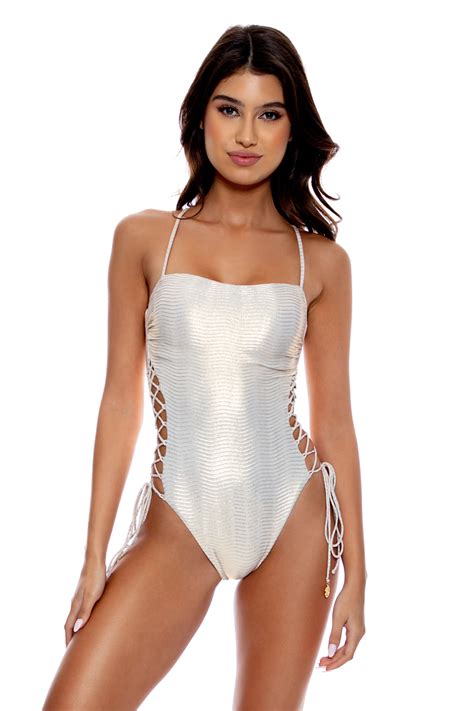 Iridescent Lace Up One Piece Swimsuit Everything But Water