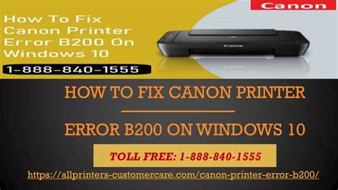 Ppt Call 1 888 840 1555 How To Fix Canon Printer Error B200 On