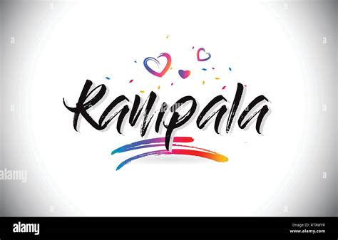 Kampala Welcome To Word Text With Love Hearts And Creative Handwritten