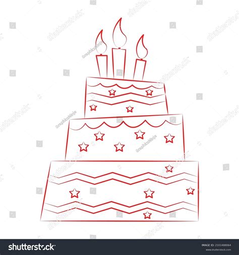 Happy Birthday Cake Vector Outline Stock Vector (Royalty Free) 2101488064 | Shutterstock