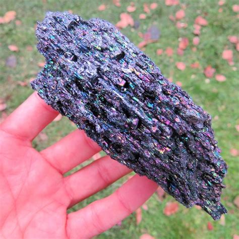 Large Carborundum Stone Silicone Carbide Crystal Black Rainbow Aura