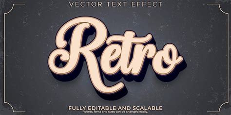 Retro Vintage Text Effekt Bearbeitbar Er Und Er Jahre Textstil