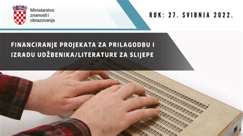 Poziv Za Financiranje Projekata Za Prilagodbu I Izradu Literature Za