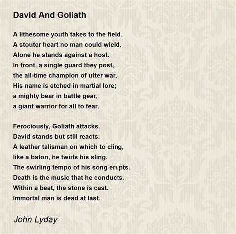 David And Goliath David And Goliath Poem By John Lyday