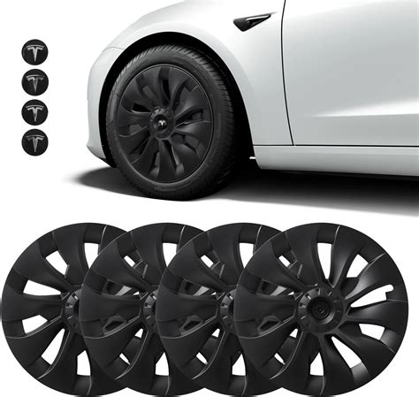 BASENOR Lot De 4 Enjoliveurs De Rechange Pour Tesla Model Y 2024 2020