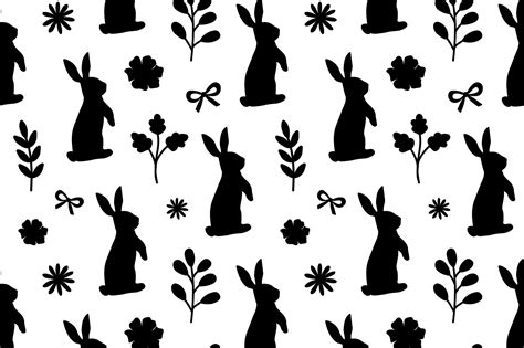 Bunny Silhouettes Pattern Easter Bunny Pattern Bunny Svg By Irinashishkova Thehungryjpeg