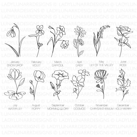 Birth Flower Clipart Stickers Birth Month Flower Art Birth Etsy