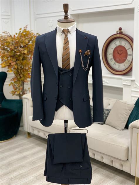 Navy Blue Slim Fit Groom Wedding Suit For Men By