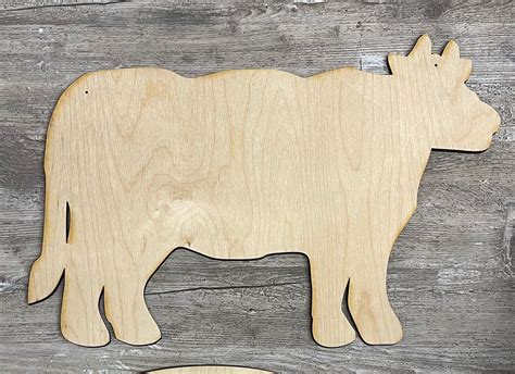 Unfinished Wooden Cow Cutout Diy Crafts With Dar