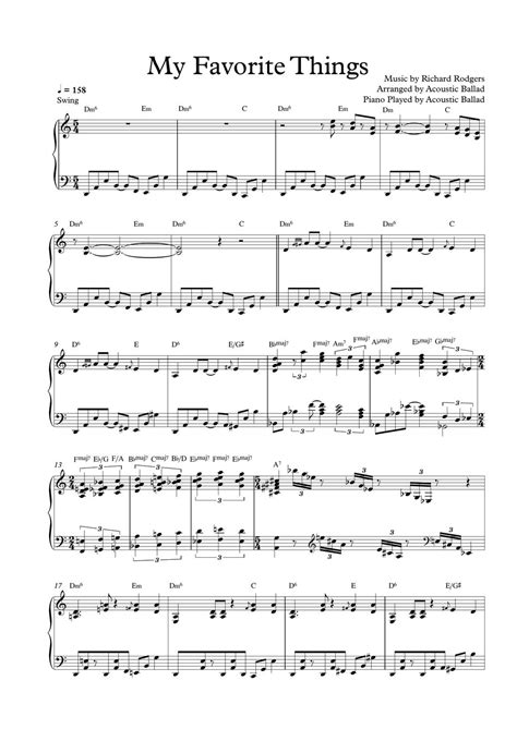 Richard Rodgers My Favorite Things Solo Piano Ver Sheets By