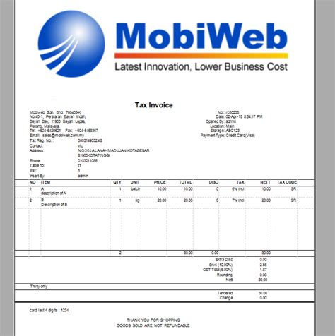 Free Tax Invoice Example Malaysia With Stunning Design For Tax