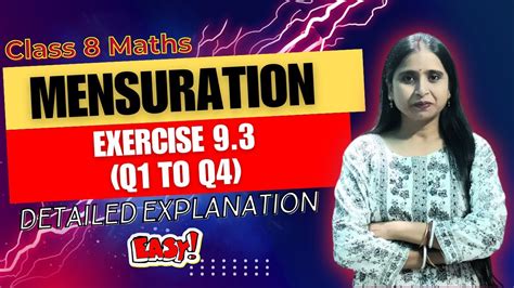 Class 8 Maths Chapter 9 Mensuration Exercise 9 3 Q1 To Q4 YouTube