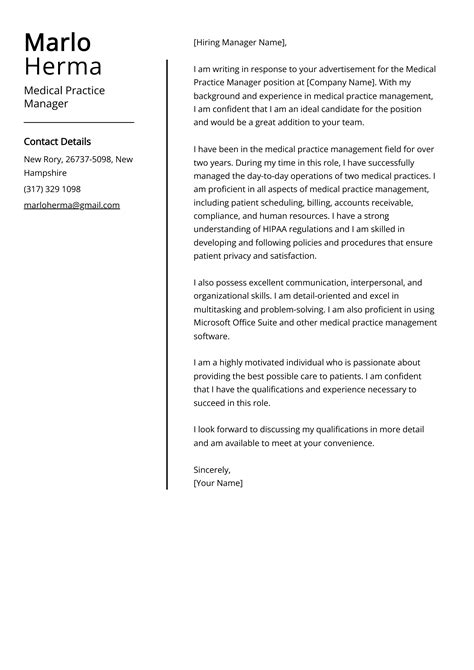 Medical Practice Manager Cover Letter Job Description Sample And Guide