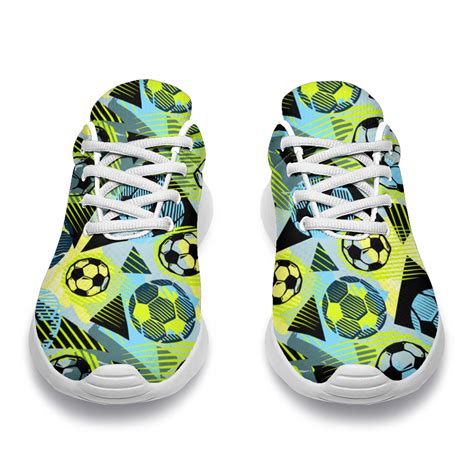 Soccer Ball Themed Print Design Sport Sneakers White - JTAMIGO.COM