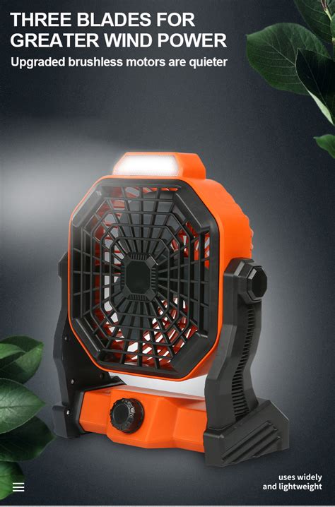 Portable Fan Rechargeable Camping Fan With LED Light Heavy Duty Table