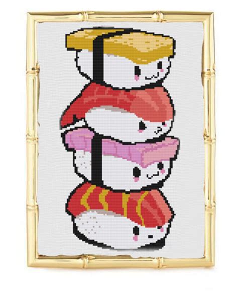 Kawaii Sushi Cross Stitch Pattern Etsy