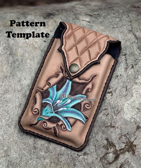 Diy Leather Pattern Smart Phone Holster With Tooling Design Etsy