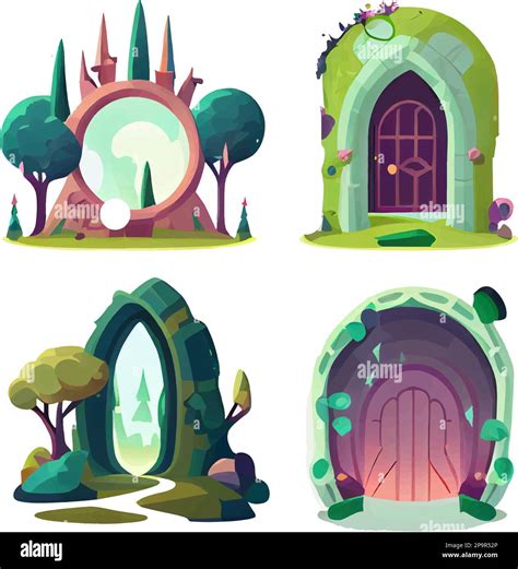 vector conjunto de ilustración en estilo de dibujos animados de puerta