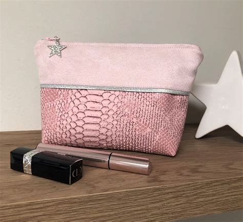 Pochette Maquillage Rose Et Argent E Personnalisable Trousse Zipp E