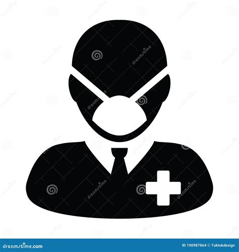 Person Icon Vector With Face Mask Patient Profile Male User Avatar