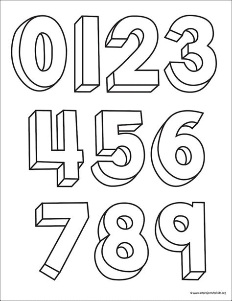 Easy How To Draw 3d Numbers Tutorial And 3d Numbers Coloring Page