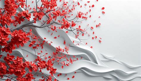 Premium Photo A 3D Minimalist Tree With Branches Adorned With Red And