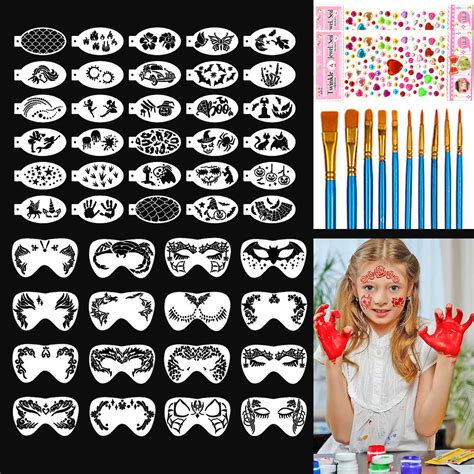 Buy 58PCS Face Paint Stencils Face Painting Stencils Face Painting