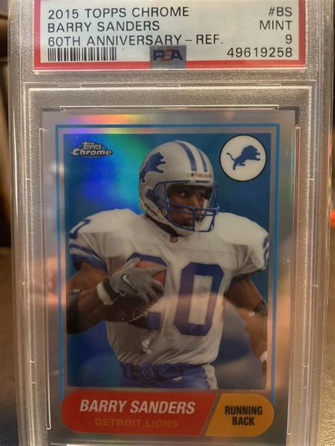 2015 Topps Chrome Barry Sanders 60th Anniversary Refractor Psa 9 Pop2 0