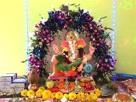 Ganpati decoration ideas at home with flowers & Plants | Decoration for ...