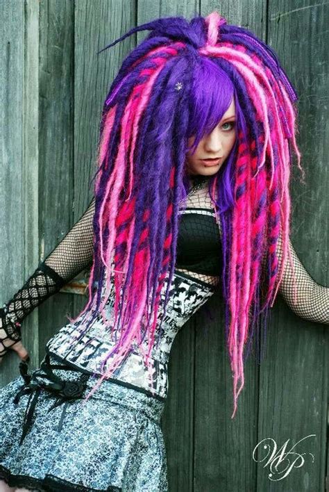 Pink And Purple Dreadlocks Goth Hair Emo Hair Hair Hair Dread Wig