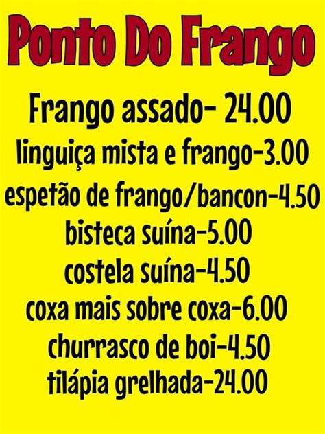 Menu Em Ponto Do Frango Restaurante Sousa