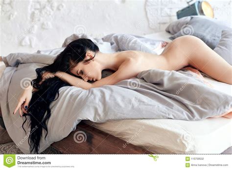 Nude Brunette In Bedroom In Lingerie Perfect Figure And Bo Stock Photo Image Of Cute Passion