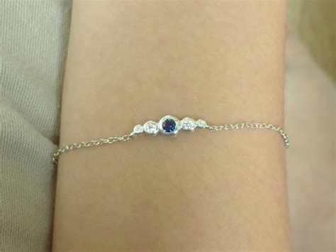Sapphire With Diamond Bracelet Bezel Set Bracelet Graduation | Etsy