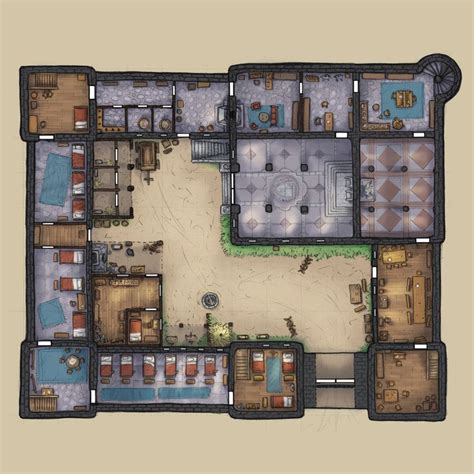 Artstation Map Town Guard Barracks Domagoj Rapcak Tabletop Rpg