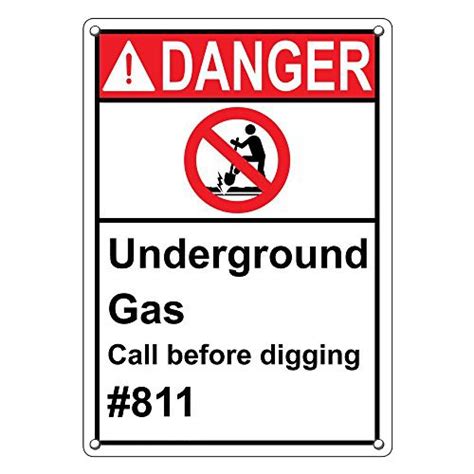 Weatherproof Plastic Vertical Ansi Danger Underground Gas Call Before